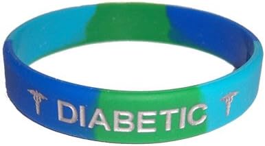 Diabetic Medical ID Wristband OceanSwirl with Silver Color Fill Small