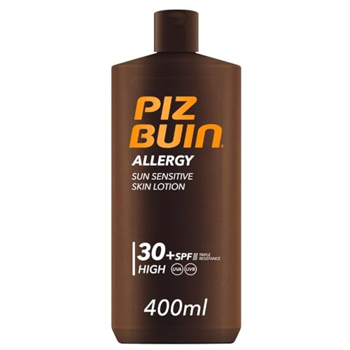 PIZ BUIN Allergy Protector Solar Corporal SPF 30, Protección Alta para pieles sensibles, Loción para el cuerpo, Protección UVA/UVB, Rápida absorción, 400 ml