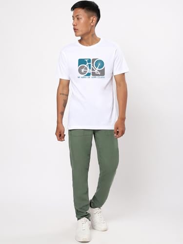 Image of Bewakoof Men's Graphic Print Regular Fit Half Sleeve Round Neck Pure Cotton T-Shirt