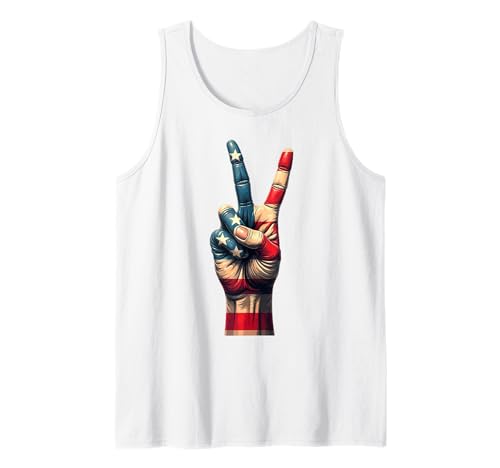 Peace Hand Sign American Flag Patriotic USA Peace Débardeur