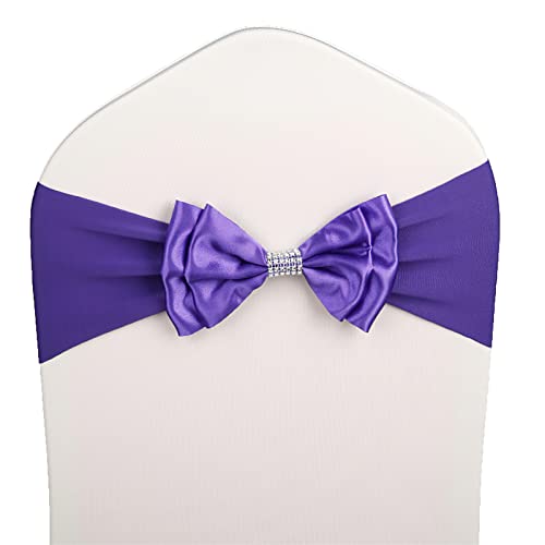 Stuhlschärpen Stuhl Schärpen,Organza Schleife Tüll Stuhl Rücken Blume Schärpe,Hochzeit Stuhl Bogen Für Stuhl Deckt Schärpe Geburtstag Party Hotel Dekoration,Dark Purple,100PCS
