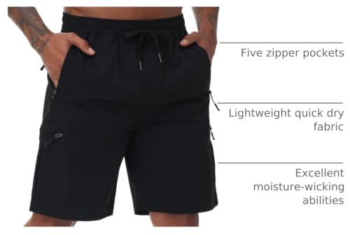 Image of Satankud Men's Cargo Hiking Shorts 9 inch Lightweight Golf Shorts for Casual Work Travel Outdoor 5 Zipper Pockets