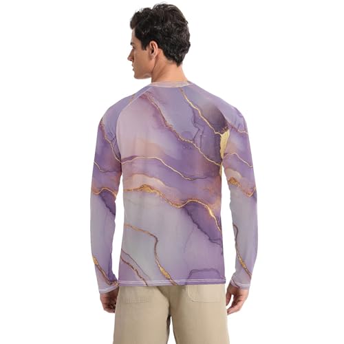 Marble Rose Gold Purple Men's Rash Guard Fishing Long Sleeve Mens Sun Shirts UV Protection Long Sleeve Hiking2