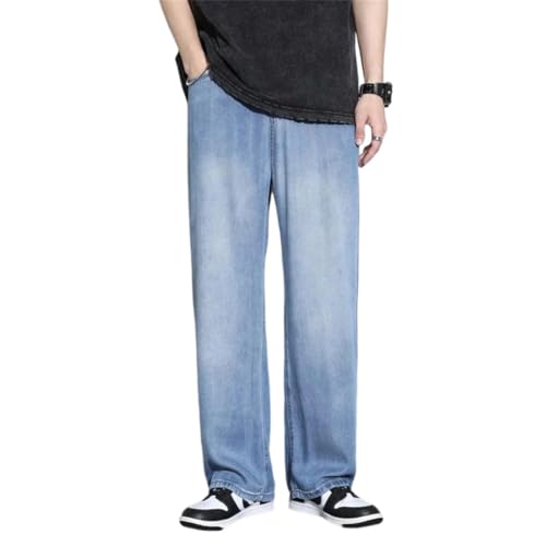 Men Thin Cozy Baggy Jeans Soft Street Denim Trousers Korea Baggy Straight Pants