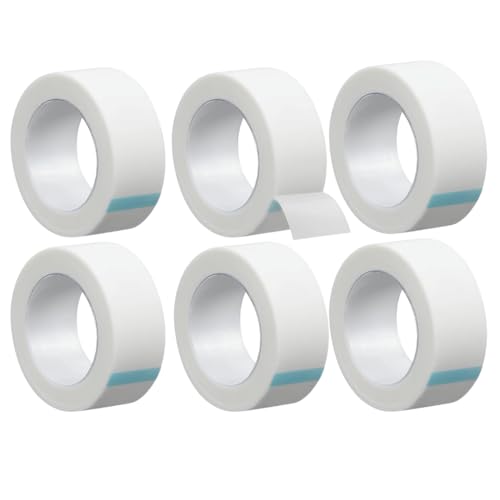 Pack of 6 Rolls Micropore Surgical Tape 1.25cm x 10m | Hypoallergenic Tearable Medical Tape Breathable White Skin Tape for First Aid & Tattoo Aftercare