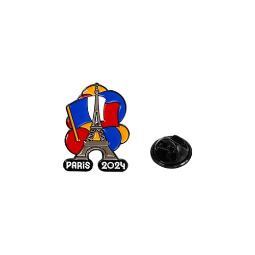NSHSNKWB llaveros Personalizados Insignia Olímpica De París Torre De Hierro Tenis De Mesa Metal Gotas De Aceite Broche Accesorios De Ropa-C