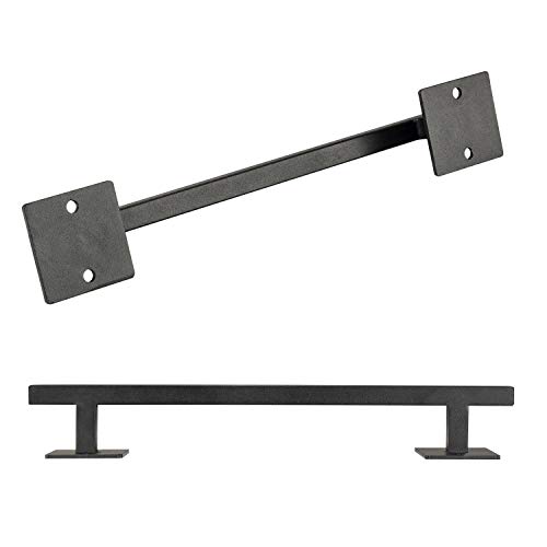 Homode 12 Inch Sliding Barn Door Handle, Matte Black Iron Steel Pull Handle Hardware, Rustic Square Style, For Barndoor, Gate, Garage #TOP2