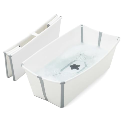 Stokke Flexi Bath, White - 64 x 24 x 34 cm - Faltbare Babybadewanne für Neugeborene und Babys - Leicht, robust & einfach zu verstauen - Praktisch für zu Hause oder auf Reisen