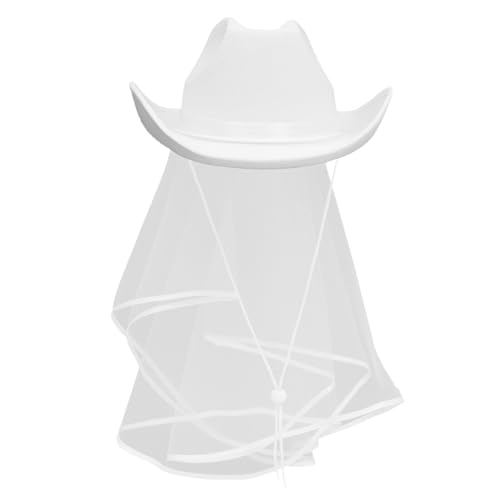 Chapeau de cowgirl blanc avec voile pour réussir son déguisement d'EVJF original
