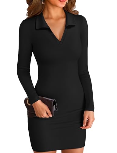 VICHYIE Women Fall Dress Lapel Collared V Neck...