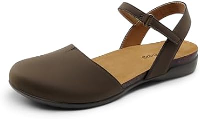 DREAM PAIRS Women's Arch Support Closed Toe Sandals,Dark Brown,6