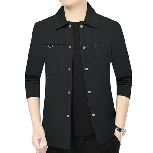 Veste de printemps pour homme col chemise coupe étroite veste légère chic