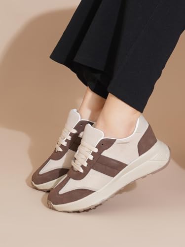Image of TRYME Women Walking Sneakers Lace-Up Comfortable Shoes Cushioned Insole Casual Stylish Footwear for Girls