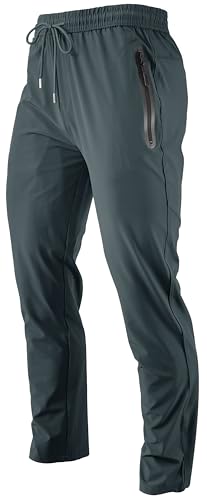 Men's Lightweight Quick Dry Hiking Running Pants Outdoor Sports Breathable Zipper Pockets Athletic Work Pants