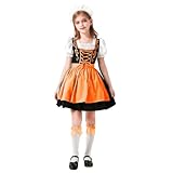 Generisch Freizeit Kinder Midi Trachtenkleid 3-TLG inkl.Rosa, Dirndlbluse, Schürze für Oktoberfest Besondere Anlässe & Dirndl-Sets für Mädchen Bayerisches Bierfest Trachten Kinderdirndl
