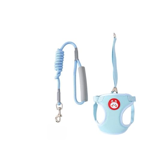 Angoda ペット用ハーネス 牽引ロープ 小型犬・中型犬向け ドッグバックパック ウエストベルト スエード素材 ペット用胸ハーネス 兎用通気性 犬用散歩ロープ (青)