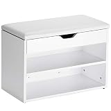 Medidas: L61x P31x A43cm Orolay Armario Zapatero Taburete Puff Caja Banco estantería para Zapatos Chifonier (Blanco)