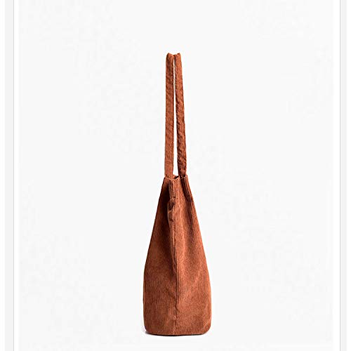Wantgor Corduroy Totes Bag Women's Shoulder Handbags Small Shopping Bag (Brown) #TOP4