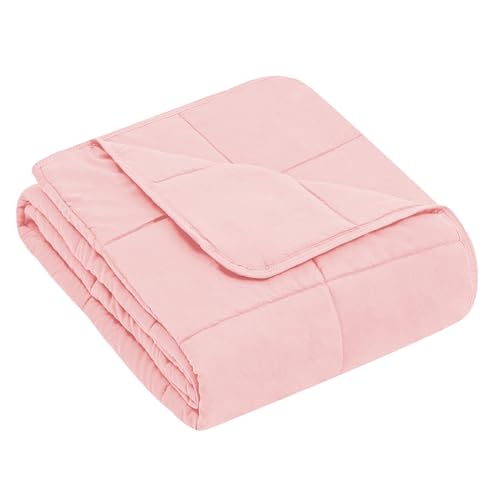 Image of yescool Weighted Blanket (5 lbs, 36 inch x 48 inch, Pink) Cooling Heavy Blanket, Perfect for 40-60 lbs, Breathable Throw Blanket Gifts with Premium Glass Bead, Machine Washable