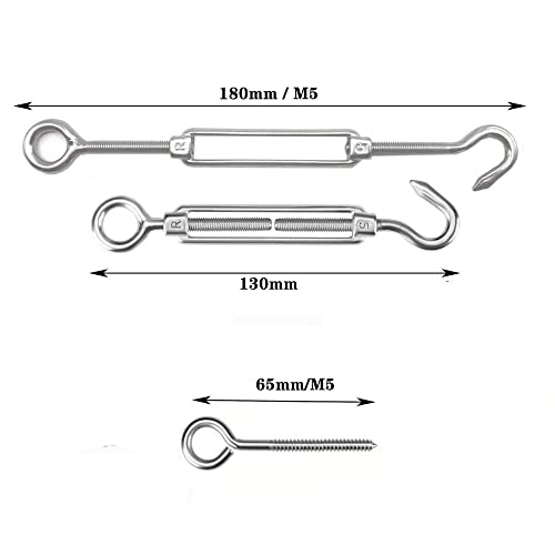 Tootaci Turnbuckle Wire Tensioner Strainer Kit With 100Ft Stainless Steel Coated Wire Rope,1/16" Steel Cable,Turnbuckles For Cables Wire,For Garden Wire,Picture Wire,Strings Light Hanging,Shade Sails #TOP2