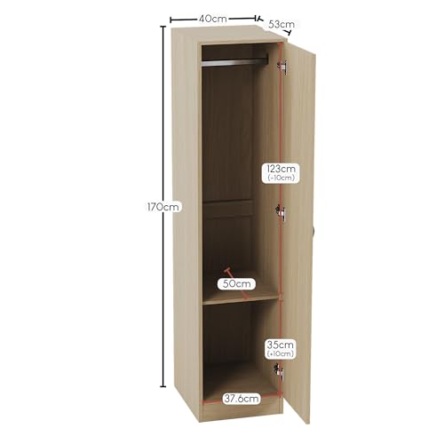 Vida Designs Riano Wardrobe, With Shelf & Hanging Rail Bedroom Storage Furniture (Pine, 1 Door)