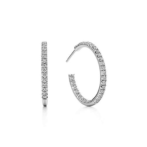 Boucles D'oreilles Créoles En Argent - Diamètre 31 Mm - Occasion