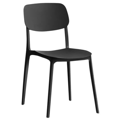 Image of Dream Furnishing - Set of 8 Stackable Dinning Chairs for Home Cafe Office Hotel for Indoor and Outdoor Patio (Black Set 8)