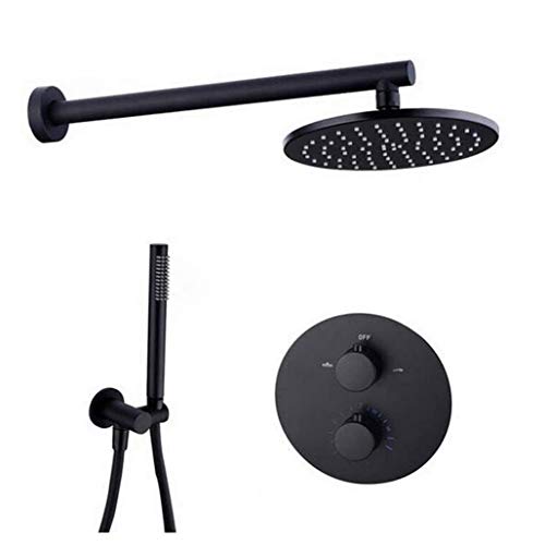 Système de douche thermostatique laiton noir résistant au calcaire de salle de bain