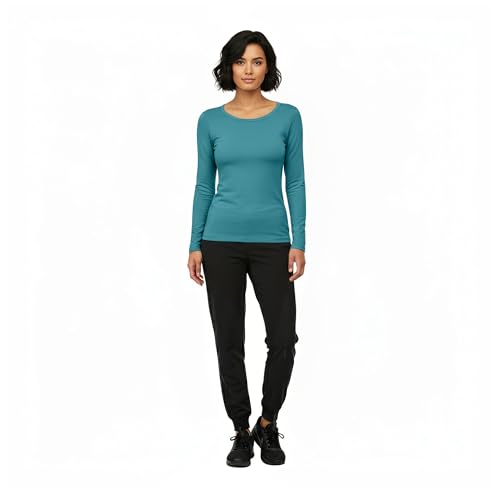 Image of Natural Uniforms Women's Long Sleeve Underscrub T-Shirt - Cotton Blend Scrub Base Layer for Nurses & Medical Professionals