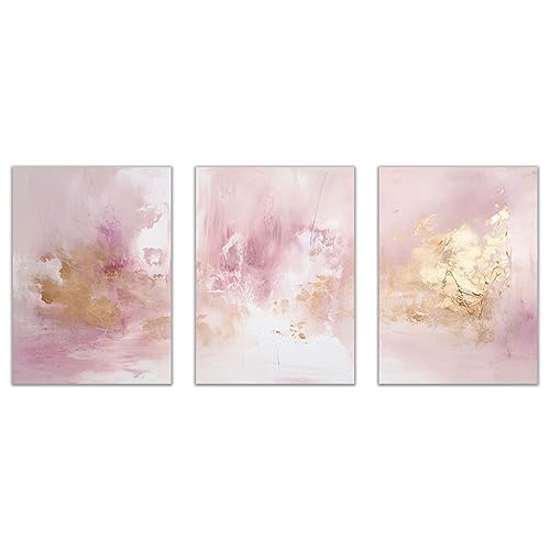 SHYAMIC アートパネル 抽象 3枚セット飾り絵 抽象画, ピンクゴールド アフリカンアートウォールアート飾り絵 抽象画 ポスター 壁掛けアート モダン アートボード 絵画 印刷された インテリア部屋飾り バスルーム ベッドルーム キッチン オフィスー