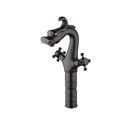 Oil Rubbed Bronze Bathroom Sink Mixer Faucet 13.6 inch Dragon shaped Touch on Black Basin Tap Single Hole Deck Mounted Double Cross Handles Oil Rubbed Bronze Bathroom Sink Mixer Faucet 13.6 inch Dragon shaped Touch on Black Basin Tap Single Hole Deck Mounted Double Cross Handles