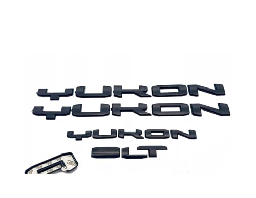 Image of 4Pcs Kit Yukon SLT Letters Emblem 3D Door Rear Nameplate Badge Decal Sticker Yukon XL Replacement for 2021-2023 Yukon SLT (Overlay Emblem Matte Black)
