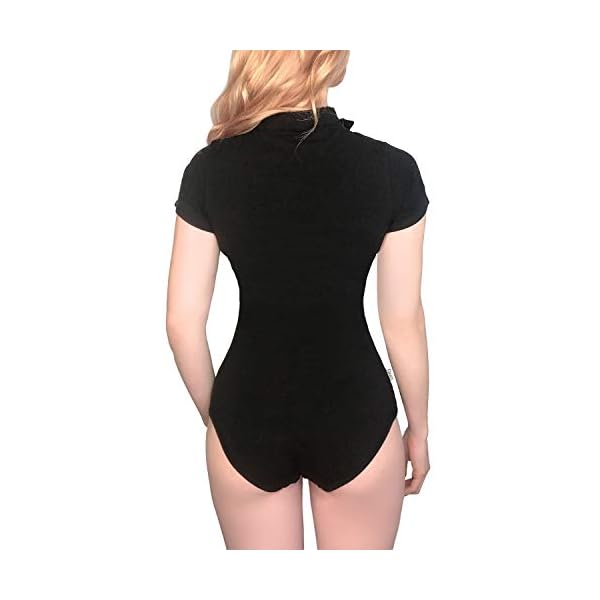 Littleforbig Cotton Button Crotch Romper Onesie Pajamas Bodysuit – Collared Black XL