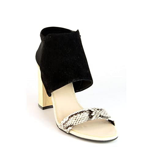 Pelle Moda Tana Black White Snake Kid Suede Sandals