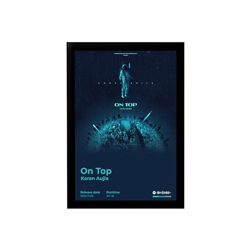 Image of BLINKART karan aujla- On Top Wall Photo Frames | Wall Art for Bedroom, Living Room, Studio or Office | Album Cover Print with Spotify Song Link QR Code | Gift for Fans - 8x12 In
