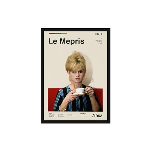 Image of BLINKART Le Meprise Midcentury Movie Poster Frame 8x12 Inch | Premium 300 GSM Paper Wall Print | Mid Century Vintage Film Artwork for Home, Bedroom, Living Room, Office | Framed Photo Decor