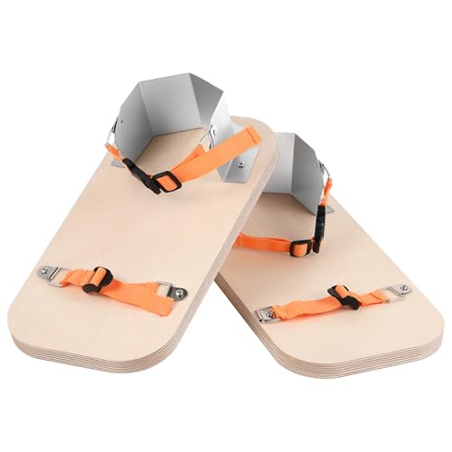 Asphalt Shoes Galvanized Steel with Wooden Soles and Adjustable Nylon Elastic Straps for Tamping and Compacting Hard to Reach Areas