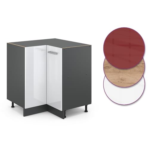 Vicco Mobile Ad Angolo Cucina Bianco Lucido 75.6 Cm Senza Piano Di Lavoro - 5