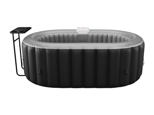Vente-unique - Spa Gonflable Ovale 2 Places - L190 x P120 x H65 cm - 90 Buses d'air - Noir - B-Lucky II