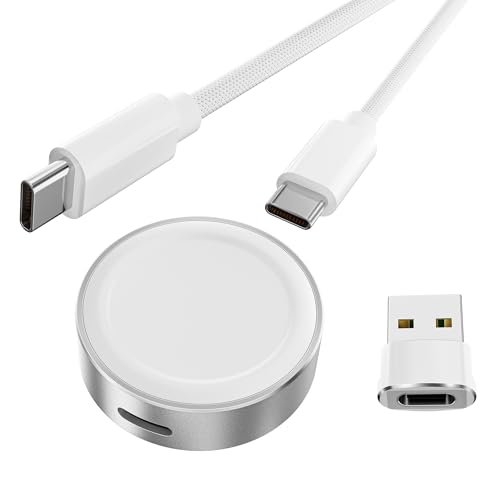 Basesailor Magnetisches Ladegerät für Apple Watch 11 10,5W USB C kabelloser Ladedock,Multi Ladeadapter mit Typ C Ladekabel & USB A Adapter für iWatch Series 9 8 7 SE Ultra,42 46 44mm,iPhone 17 16 15