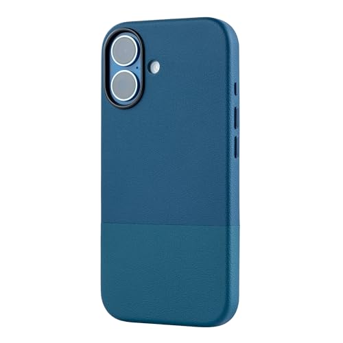 Image of TEKNE Dual-Tone Vegan Leather Case for iPhone 17 | MagSafe Compatible | 2m Drop Protection | Slim & Scratch Resistant | Raised Camera Protection Back Cover - Blue