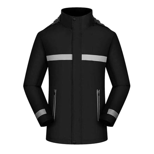 RUMAOZIA Giacca di sicurezza da uomo in pile, giacca invernale da lavoro, per attività all'aria aperta, con strisce riflettenti, giacca di avvertimento, giacca di avvertimento, giacca softshell, O