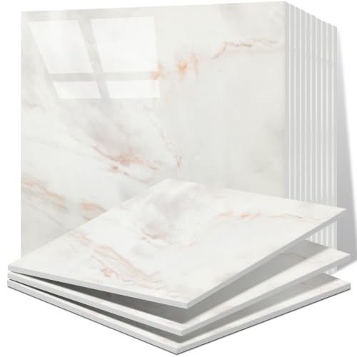 Vieshful 20pcs Peel and Stick Backsplash Tile，12"x12" Self Adhesive Marble Tile for Wall, PVC Waterproof Shower Wall Panels, Back Splash Stick on Tiles for Kitchen Bathroom Living Room