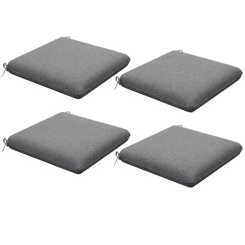 Outsunny Lot de 4 Coussins de Chaise, galettes de Chaise 47 x 47 cm, Rembourrage épais, résistant à la décoloration, Gris