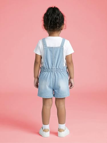 Image of KiddoPanti Unisex Infant Denim Dungaree | Cotton Blend Stretch | Baby Jumpsuit Witth Pockets | Comfortable Casual Outfit for Boys & Girls 6 Months-3 Years