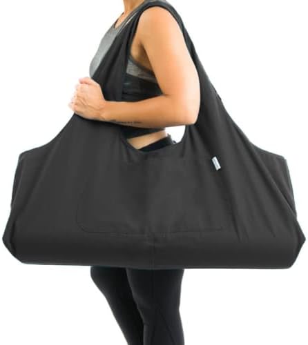 Yogiii Large Yoga Mat Carrier | The ORIGINAL YogiiiTotePRO Yoga Mat Bag | Yoga Bag for Mat and Blocks | Fits Most Size Mats (Obsidian Black)