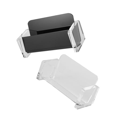 TOGEVAL 2個アクリル製名刺ホルダー デスク用カードオーガナイザー 縦型ディスプレイ 収納ケース 名刺整理 コンパクト 持ち運び便利 耐久性のある透明スタンド