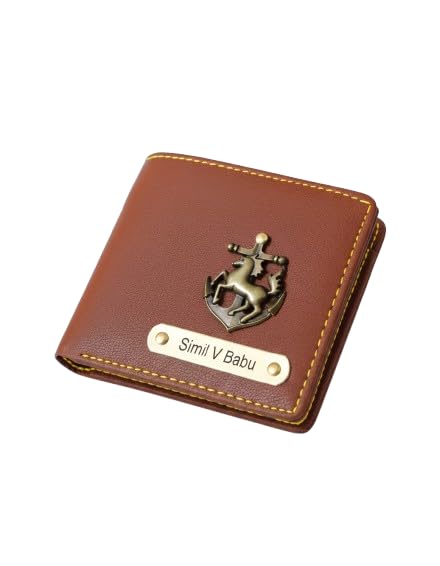 Personalized Wallet for Men and Boys | PU Leather Customized Purse with Name & Charm | Unique Birthday & Anniversary Gift for Men - Tan 06-image-28