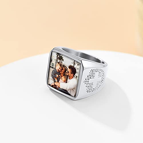 Custom4U Personalized Rings for Men,Photo & Name Engraved Sizes 11 - image 9