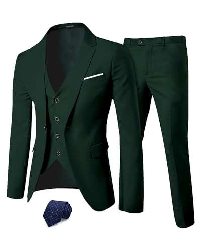 EastSide Herren Slim Fit 3-teiliger Anzug, Ein-Knopf-Blazer-Set, Jacke,...